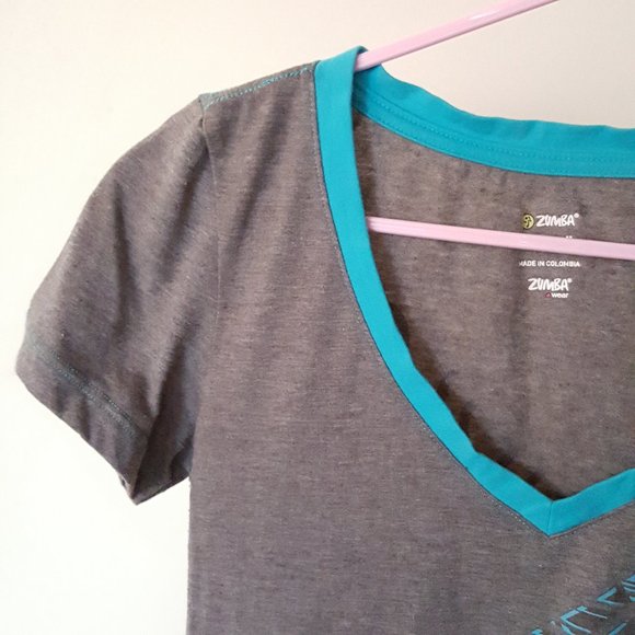 2/$20 Zumba Grey V-neck Shirt XS - Picture 10 of 12